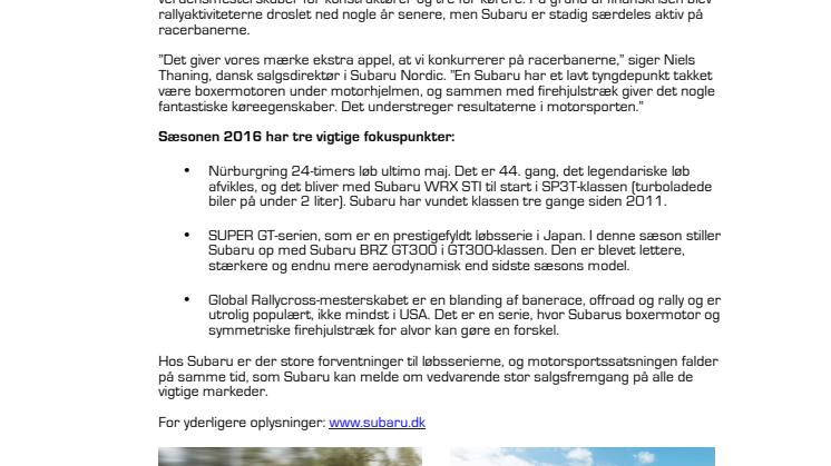 Subaru og motorsport – succesen fortsætter