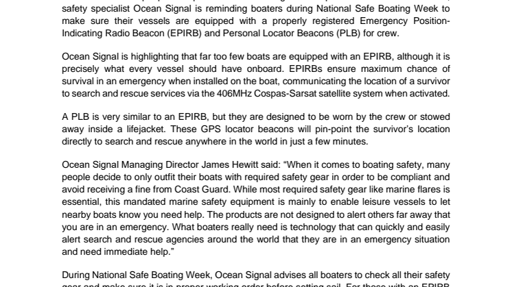 Strategies for a Safer Boating Season from Ocean Signal