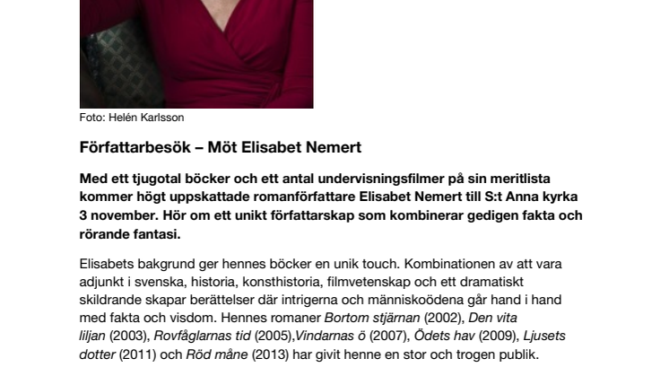 Författarbesök – Möt Elisabet Nemert