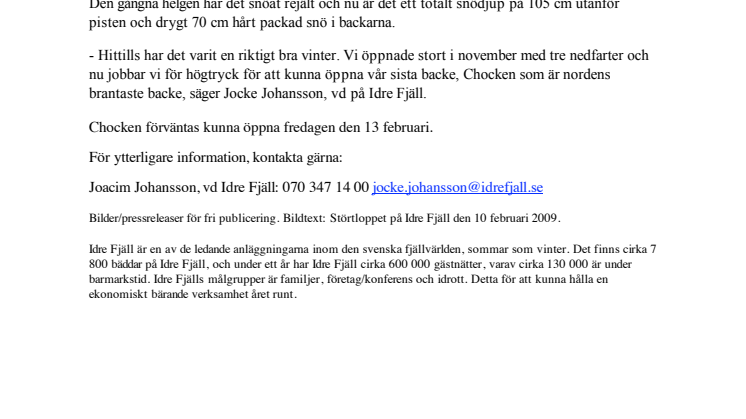 105 cm snö på Idre Fjäll