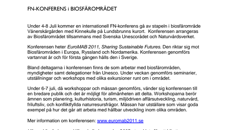 FN-KONFERENS i BIOSFÄROMRÅDET
