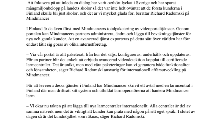 Videoportal på export skyddar skolor i Finland