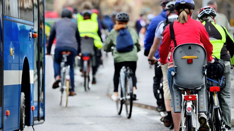 Cyclists in a city centre