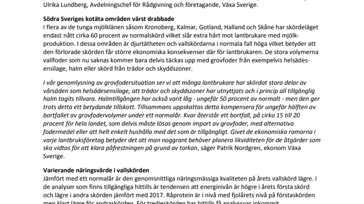 Bristen på grovfoder kostar lantbruket 4 miljarder kronor 