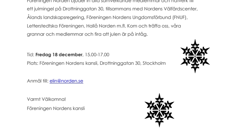 Julmingel hos Föreningen Norden