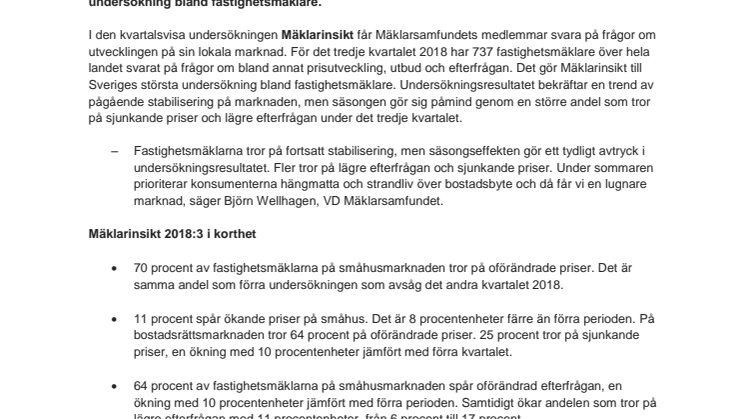 Fastighetsmäklarna: Hängmatteläge på marknaden