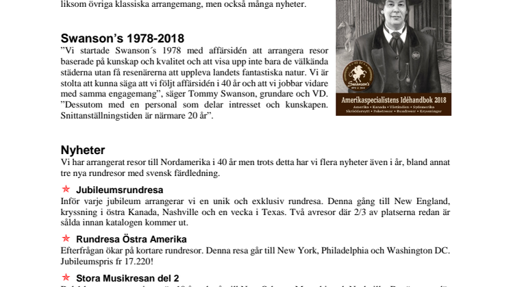 Swanson's Jubileumskatalog 2018