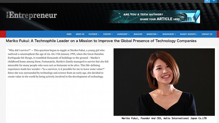 APAC Entrepreneur: Most Inspiring Japanese Entrepreneurs of 2021 に選ばれました