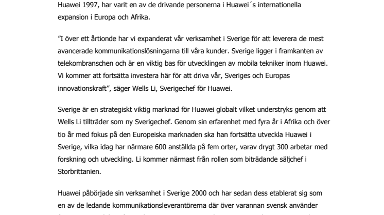 Huawei tillsätter ny Sverigechef