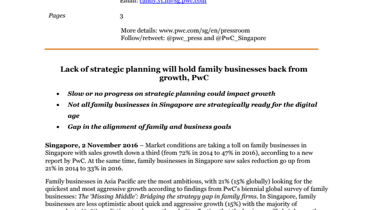 Lack of strategic planning will hold family businesses back from growth, PwC