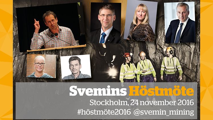 Svante Axelsson (Fossilfritt Sverige), Jan Moström (LKAB) och Lennart Evrell (Boliden) är någa av talarna på Svemins Höstmöte 2016. Stockholm, 24 november.