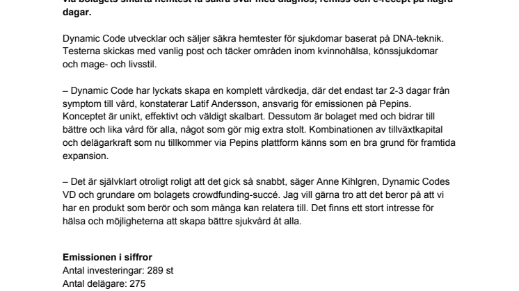 10 miljoner kr på 39 minuter – rekordsnabb crowdfunding-runda för Dynamic Code på Pepins