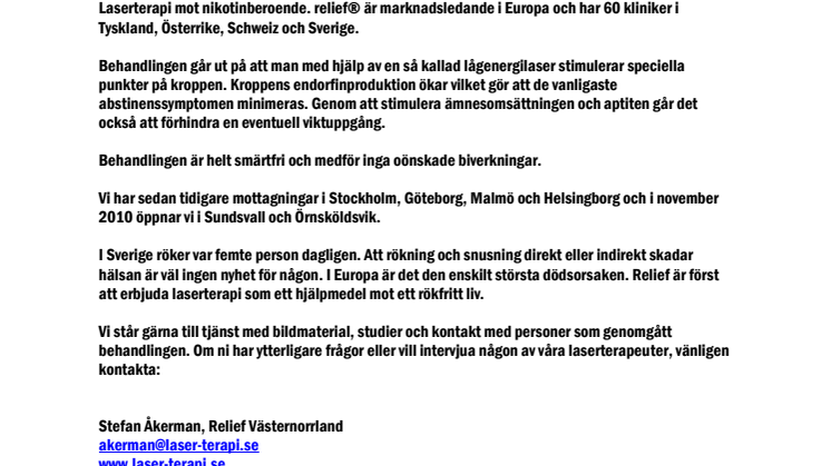 Laserterapi mot nikotinberoende nu i Västernorrland