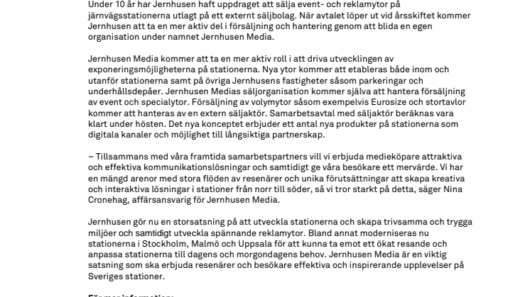 Nytt starkt mediekoncept för Sveriges järnvägsstationer