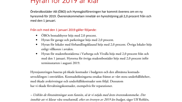 Hyran för 2019 är klar