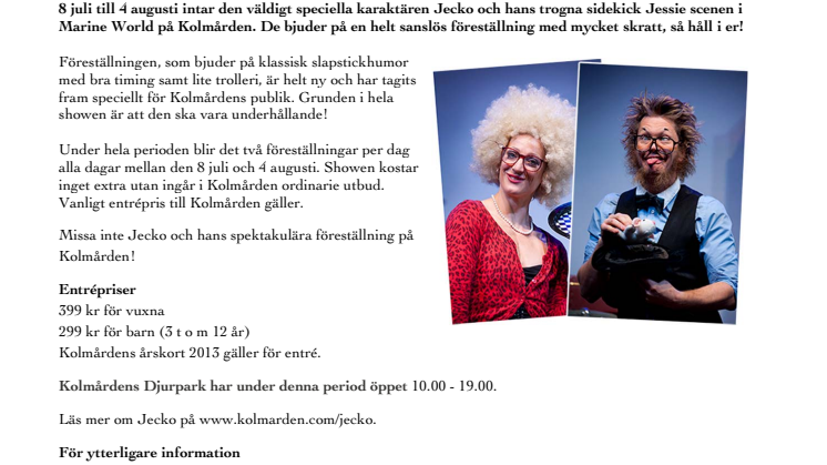 Evenemangstips - Jecko & Jessie uppträder på Kolmården 