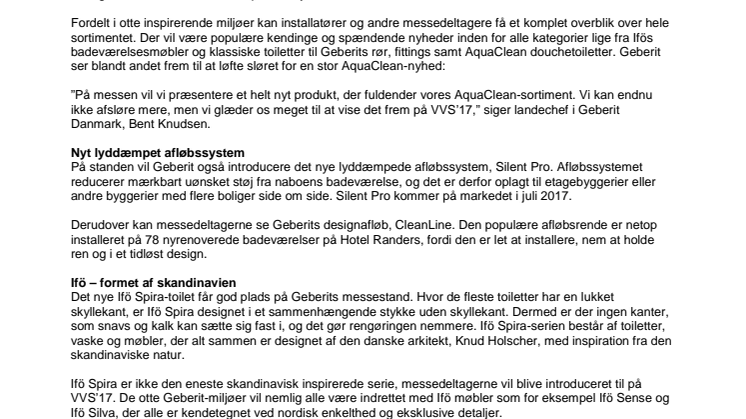 Geberit og Ifö samles for første gang på VVS’17