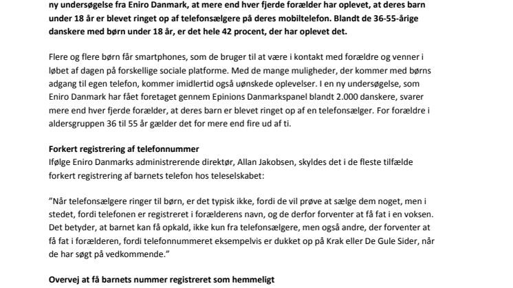 Danske forældre oplever, at telefonsælgere ringer til deres børn