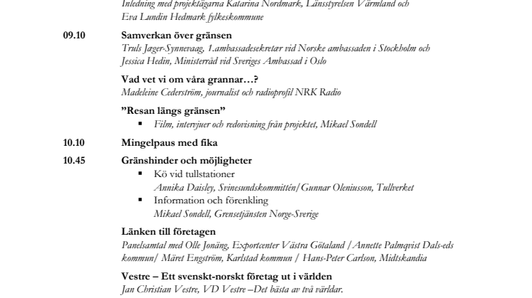 Slutkonferens - Gränsmöjligheter - program