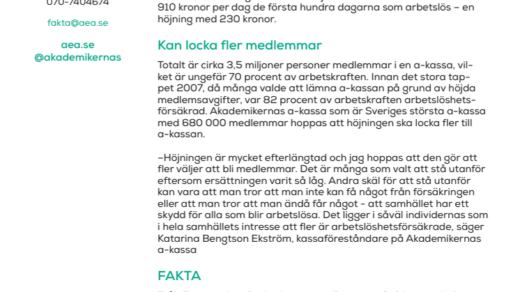 I dag höjs a-kassan