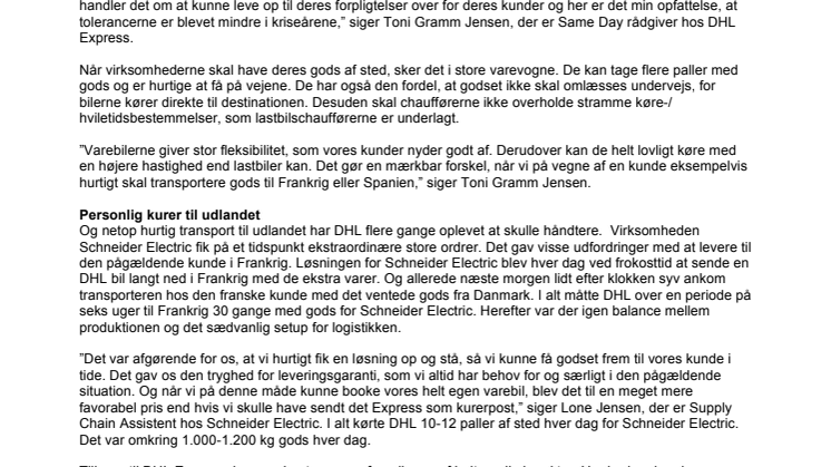 Skræddersyede kurertransporter er på vej frem