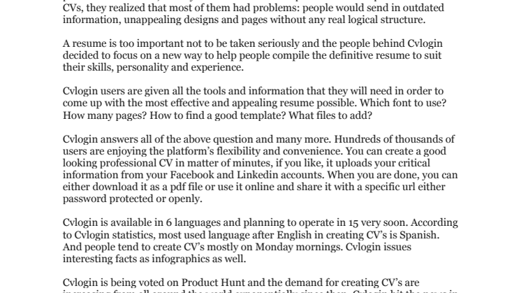 Cvlogin: Create Online CV’s For Free 