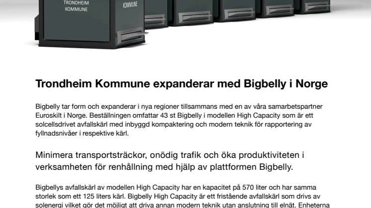 Trondheim utökar Bigbelly's smarta papperskorgar efter lyckat pilotprojekt