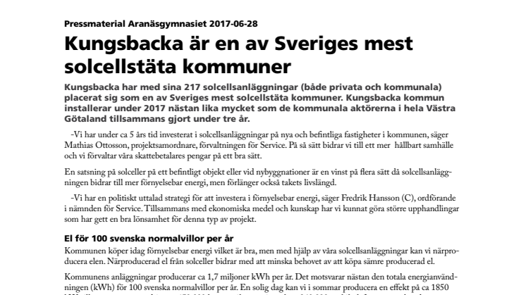 Kungsbacka är en av Sveriges mest solcellstäta kommuner