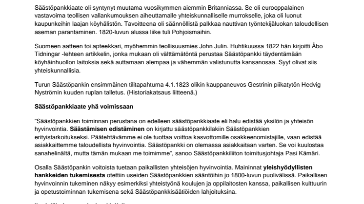 Suomen vanhin pankkiryhmä – Säästöpankit 190 vuotta