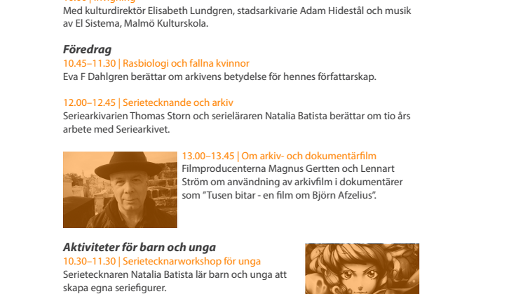Program för Stadsarkivets invigning 8 november 2014