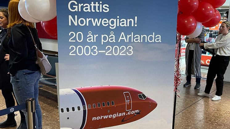 Norwegian 20 years sign