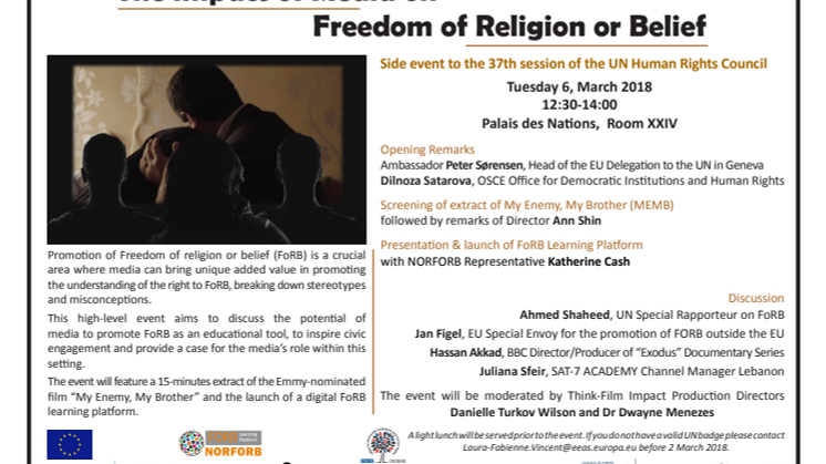 Program för lanseringen i FN: The impact of media on freedom of religion or belief