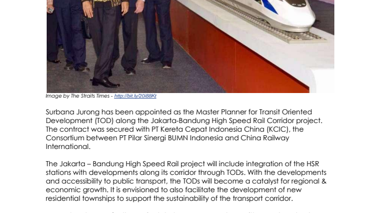 Surbana Jurong appointed as master planner for Jakarta-Bandung High Speed Rail Corridor project