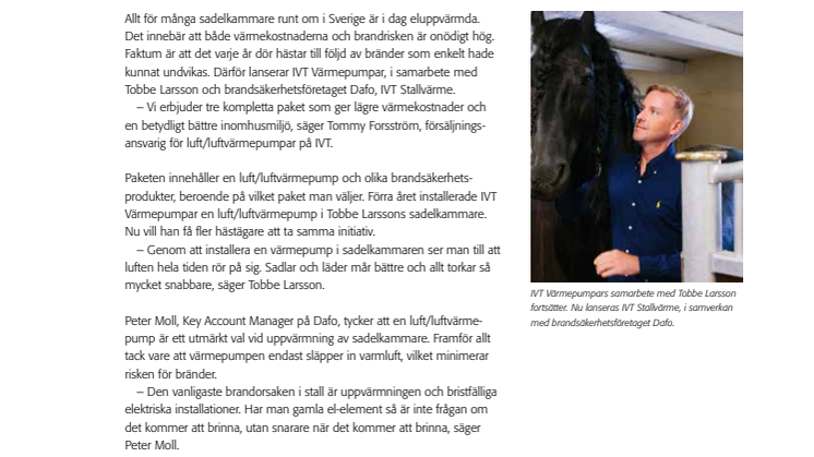 Installera trygghet och högre brandsäkerhet – med IVT Stallvärme