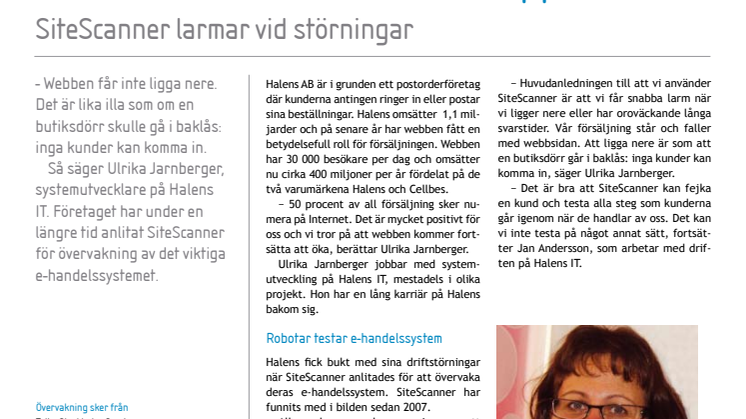E-butiken ska alltid vara öppen hos Haléns