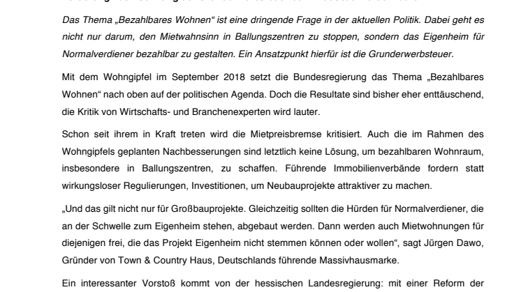 Entlastung bei Baunebenkosten in Sicht?