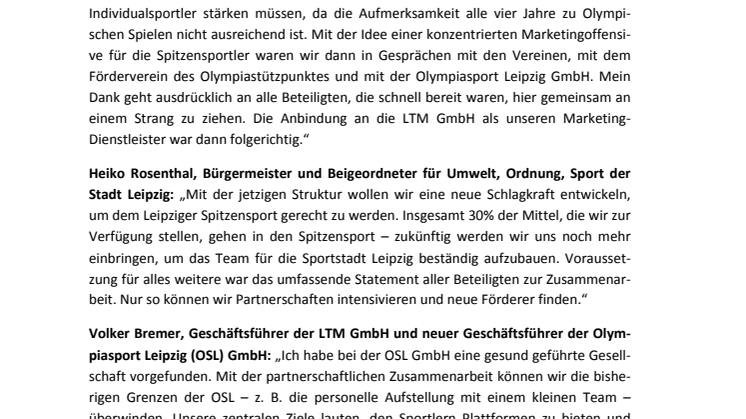 Eine Stadt - ein Team: Leipzig stärkt den Spitzensport