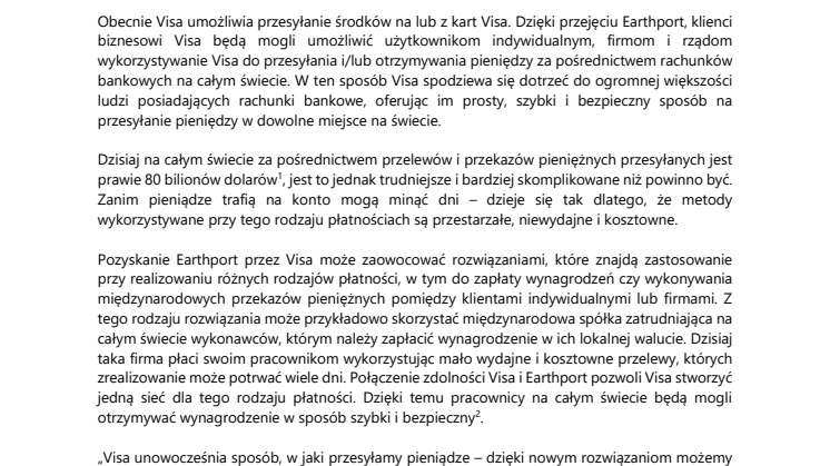 Visa przejmuje Earthport 
