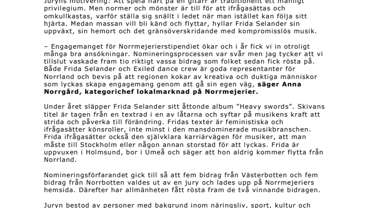 Frida Selander vinnare till årets Norrmejerierstipendium 