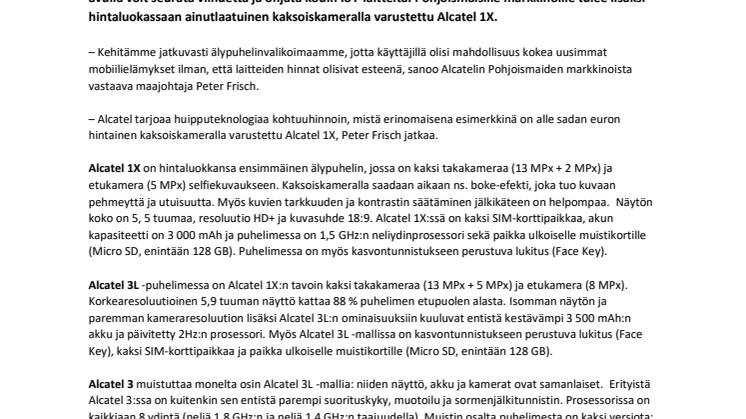 Alcatel tuo markkinoille uusia kohtuuhintaisia älypuhelimia