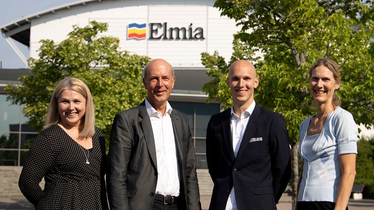 Från FC Gruppen: Catrin Bohman Axelsson, ekonomiansvarig, Håkan Axelsson vd, William Axelsson driftansvarig samt Lotta Frenssen vd för Elmia AB.