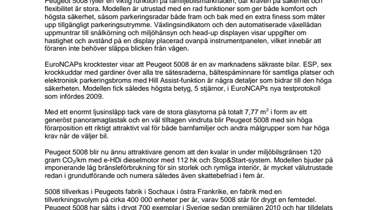 Säkra familjebilen Peugeot 5008 – nu som miljöbil!