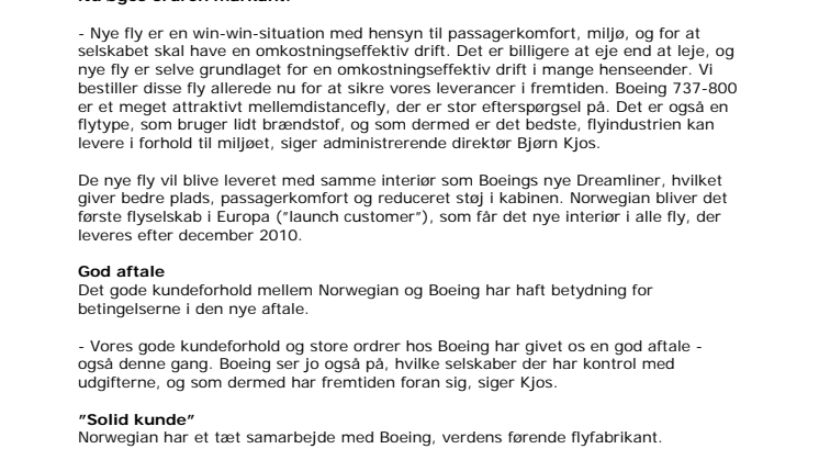 Norwegian køber yderligere 15 nye fly hos Boeing