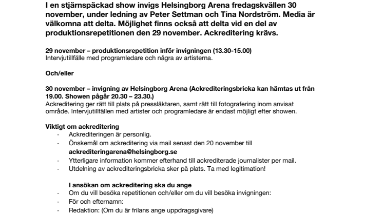 Helsingborg Arena - repetition och invigning