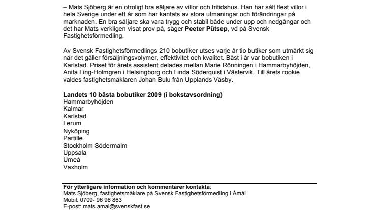 Mäklare från Åmål sålde flest villor 2009