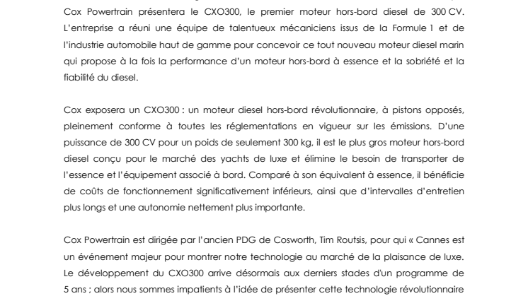 Cox Powertain: Dévoile Le Premier Moteur Hors-Bord Diesel De 300 CV Au Monde