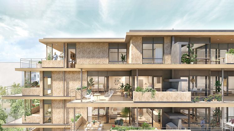 Terrassgården har generösa terrasser och bjuder in till ett boende med livskvalitet.