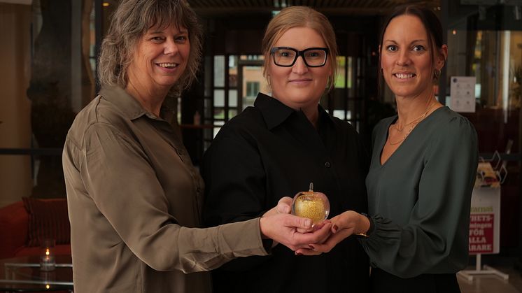 Årets Guldäpplepristagare fr v: Ulrica Elisson Grane, Leksand, Karolin Wagner och Helen Larsson, Jönköping.  Foto: Bo Helmersson.