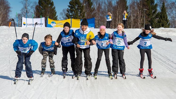 Alla på snö på Lugnet i Falun