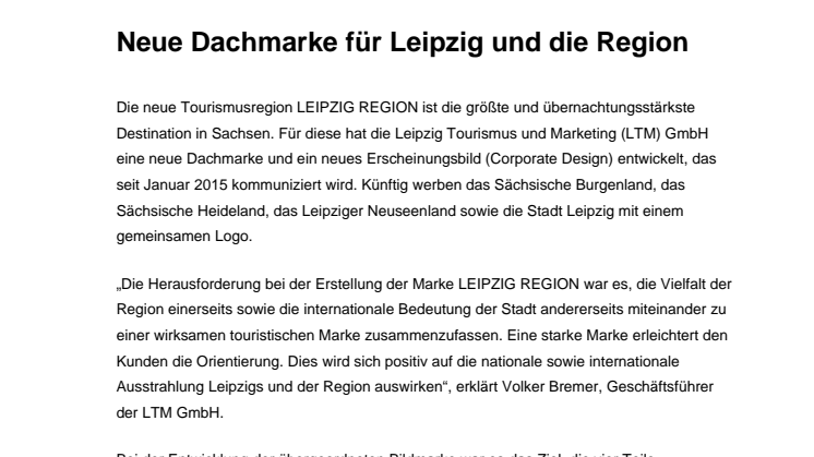 Neue Dachmarke für Leipzig und die Region